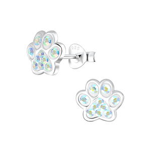 Silver Paw Print Stud Earrings4083