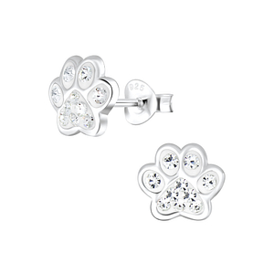 Silver Paw Print Stud Earrings4083