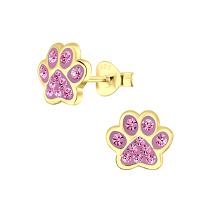 Silver Paw Print Stud Earrings4086