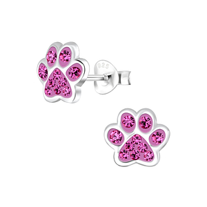 Silver Paw Print Stud Earrings4083