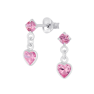 Silver Heart Drop Earrings2645