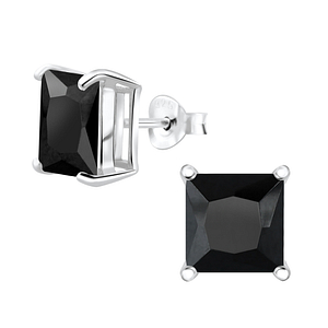 8mm Square Cubic Zirconia Silver Stud Earrings4744