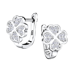 Silver Lucky Clover Huggie Earrings4851