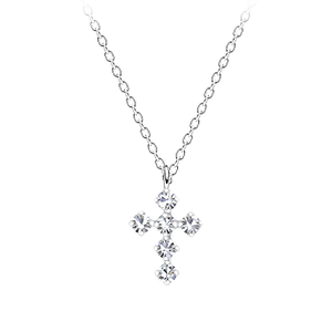 Silver Cross Crystal Necklace5161