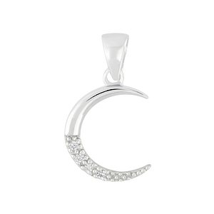 Silver Cubic Zirconia Crescent Moon Pendant5021
