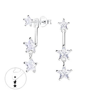 Silver Star Cubic Zirconia Ear Jacket5366