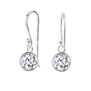 7mm Round Cubic Zirconia Silver Earrings5126