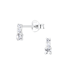 Silver Bar Crystal Stud Earrings5295