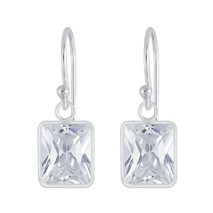 6x8mm Baguette Cubic Zirconia Silver Earrings5544
