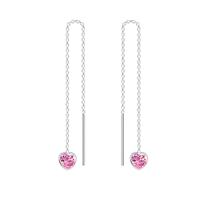 4mm Heart Cubic Zirconia Silver Thread Through Earrings4599