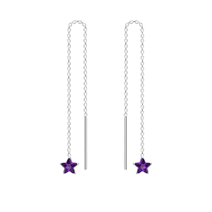 4mm Star Cubic Zirconia Silver Thread Through Earrings4598