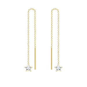 4mm Star Cubic Zirconia Silver Thread Through Earrings6493