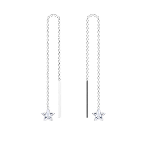 4mm Star Cubic Zirconia Silver Thread Through Earrings4598