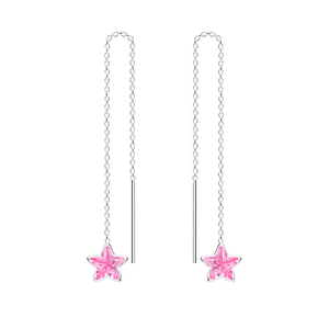 6mm Star Cubic Zirconia Silver Thread Through Earrings6492