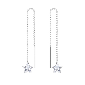 6mm Star Cubic Zirconia Silver Thread Through Earrings6492