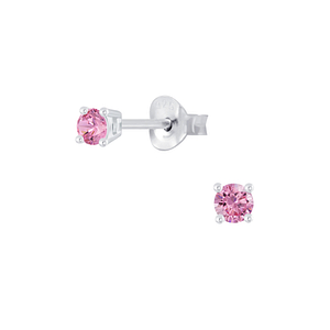 3mm Round Cubic Zirconia Silver Stud Earrings2048