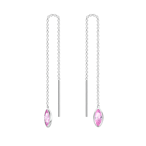 3X6 Marquise Cubic Zirconia Silver Thread Through Earrings6504