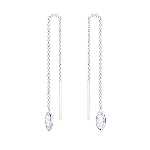 3X6 Marquise Cubic Zirconia Silver Thread Through Earrings6504
