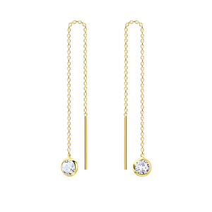 4mm Round Cubic Zirconia Silver Thread Through Earrings6500