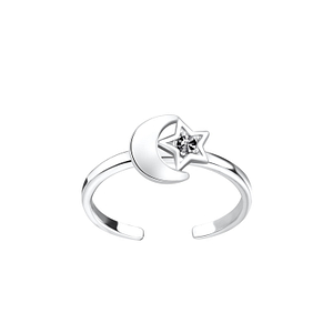 Silver Moon and Star Toe Ring6245