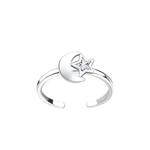 Silver Moon and Star Toe Ring6245