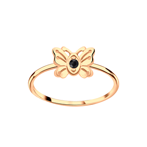 Silver Butterfly Crystal Ring5782