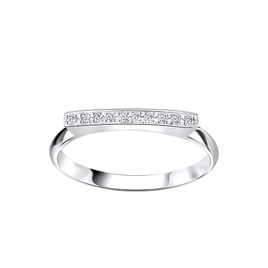 Silver Bar Cubic Zirconia Ring4577