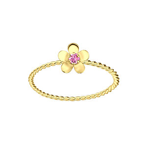 Silver Flower Cubic Zirconia Ring4297