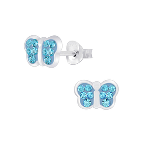 Silver Butterfly Crystal Stud Earrings6802