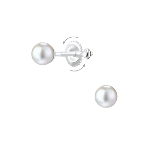 4mm Pearl Silver Screw Back Earrings 4mm Pearl Silver Screw Back Earrings6798