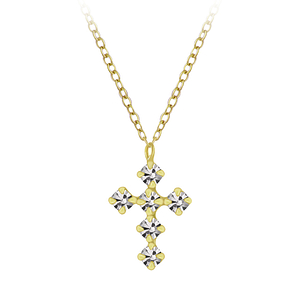 Silver Cross Crystal Necklace6919