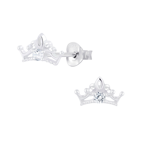 Silver Crown Stud Earrings6682