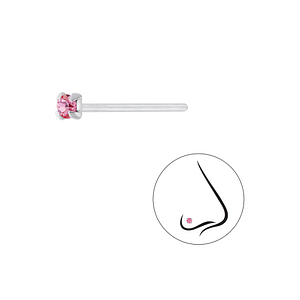 2mm Round Crystal Silver Nose Stud7191