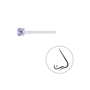 2mm Round Crystal Silver Nose Stud7191