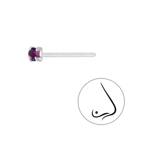 2.5mm Round Crystal Silver Nose Stud7208