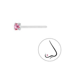 2.5mm Round Crystal Silver Nose Stud7208