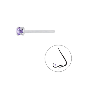 2.5mm Round Crystal Silver Nose Stud7208
