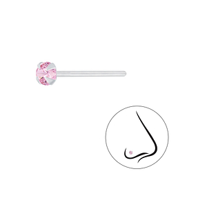 3mm Round Cubic Zirconia Silver Nose Stud7185