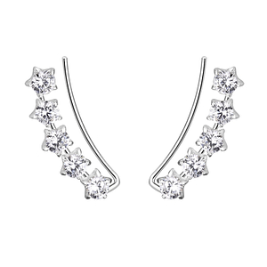 Silver Star Cubic Zirconia Ear Climbers7439