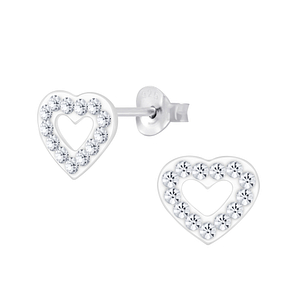 Silver Crystal Heart Stud Earrings6909