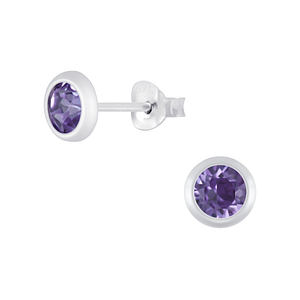 5mm Silver Stud Earrings with Crystals4423