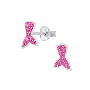 Silver Mermaid Tail Crystal Stud Earrings7476