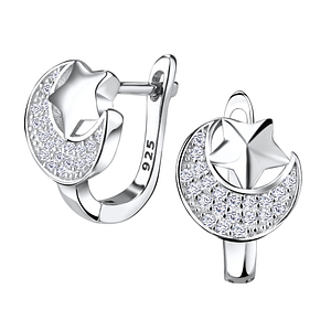 Silver Moon and Star Huggie Earrings4849