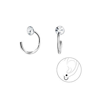 4mm Crystal Silver Ear Huggers7897