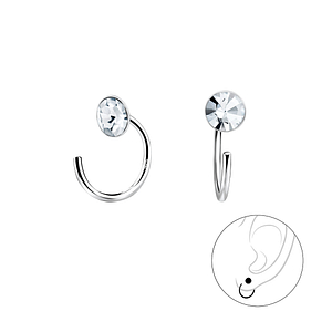 5mm Crystal Silver Ear Huggers7899