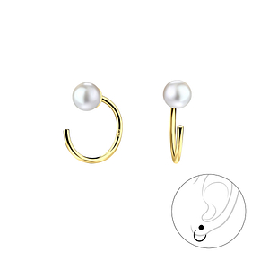 4mm Pearl Silver Ear Huggers7890
