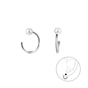 3mm Pearl Silver Ear Huggers7887