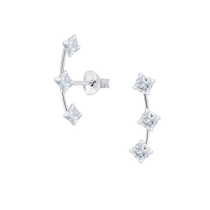 Cubic Zirconia Line Silver Stud Earrings8145