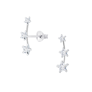 Cubic Zirconia Line Silver Stud Earrings8152