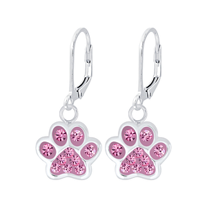 Silver Paw Print Lever Back Earrings7071